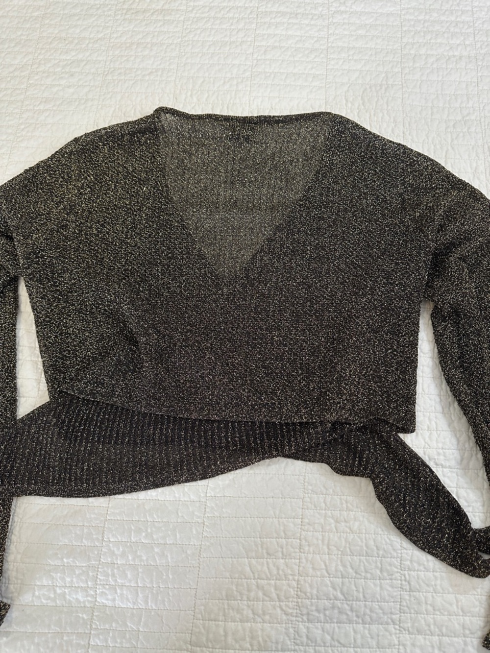 Vintage Sparkle Wrap Crop Top OS Fairycore Whimsigoth Balletcore Festival Goth - Picture 4 of 5